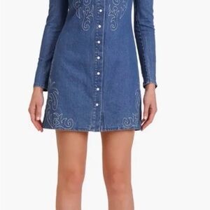 Avec Les Filles Blue Long Sleeve Dress